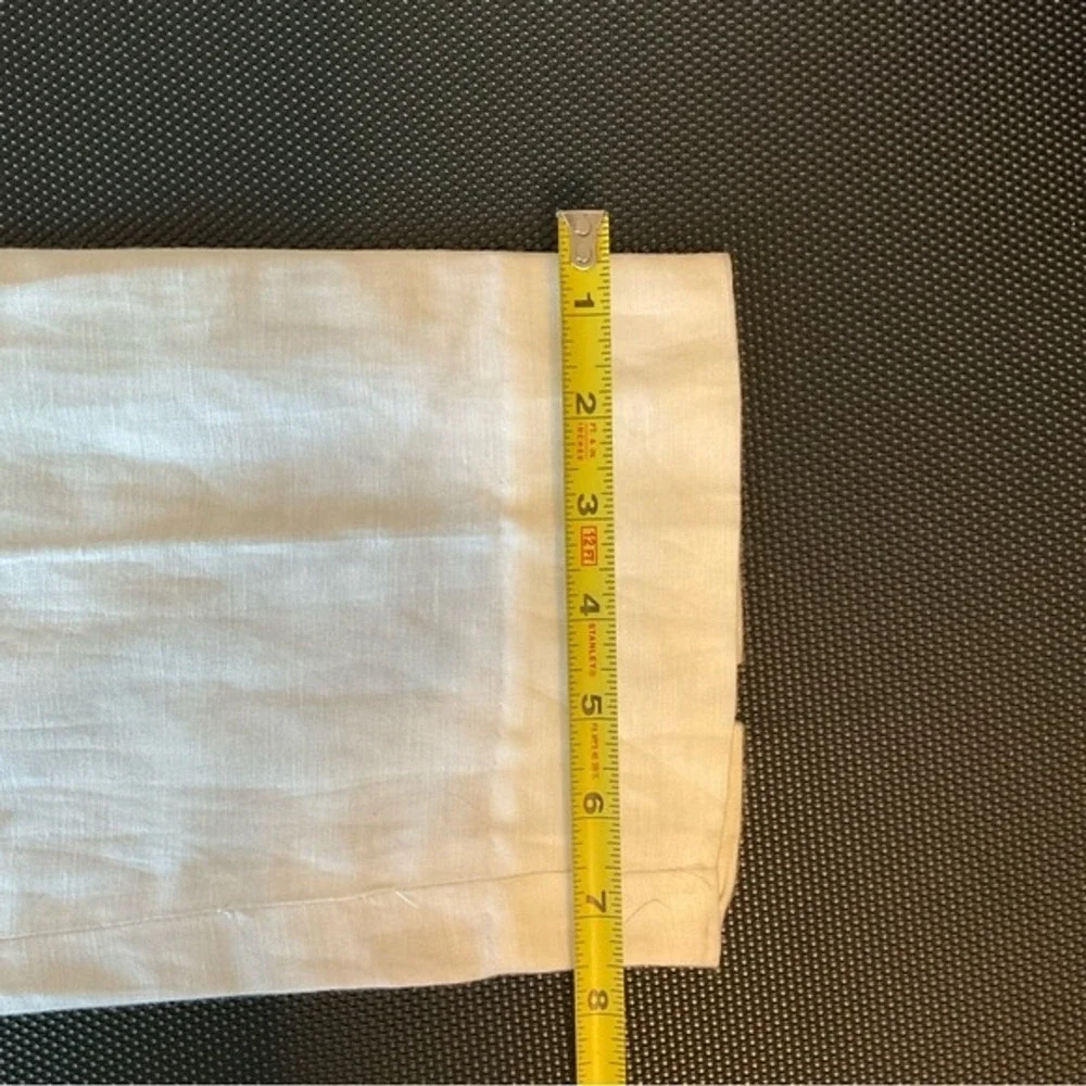 ZOEY Womens White Linen Blend Cropped‎ Pants Size 14